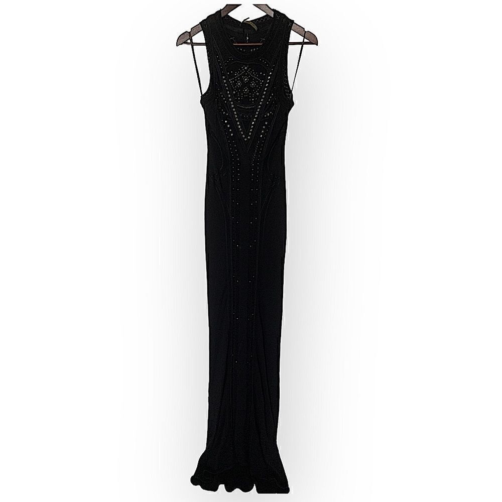 Roberto Cavalli Extra long knitted black sleeveless gown, NWT